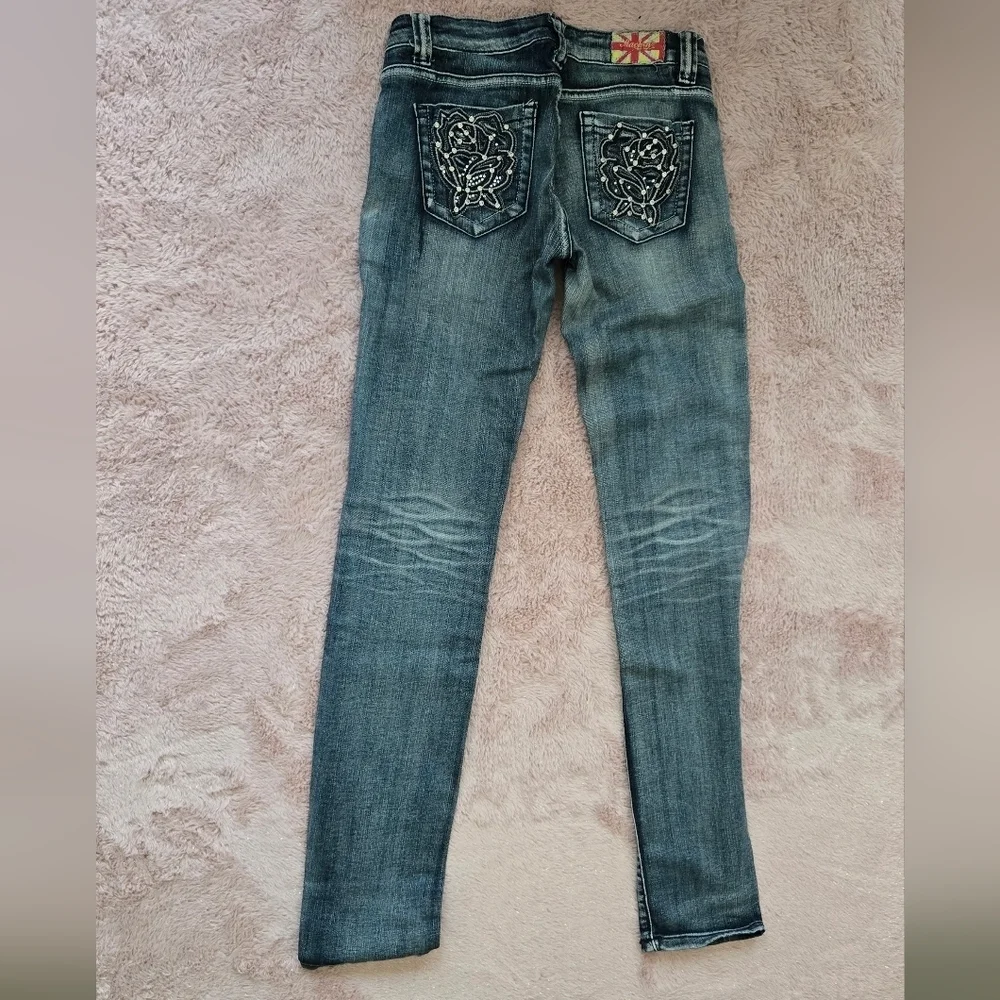 Machine Skinny Jeans with Embroidered Pocket Size 3 - Picture 2 of 6